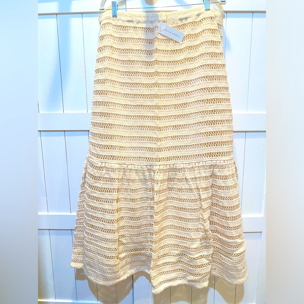 LOEFFLER RANDALL BNWT, Scarlet Crochet Ruffle Hem Skirt, Size 10 ✨Stunning✨